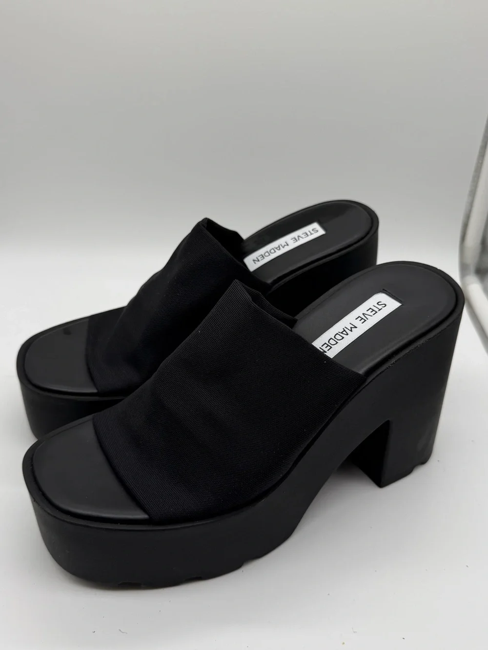 Steve Madden Black Chunky Platform Mule Heels